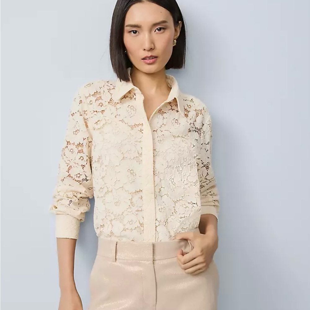 Ann Taylor Cream Lace Blouse